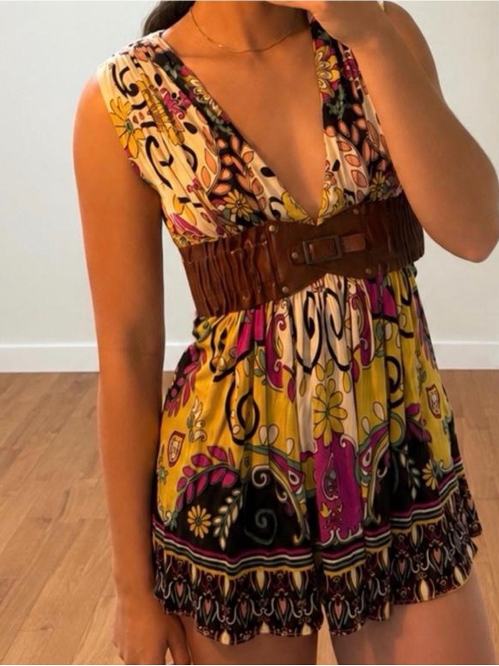 Vintage SKY Y2K Boho Mini Dress / Shirt